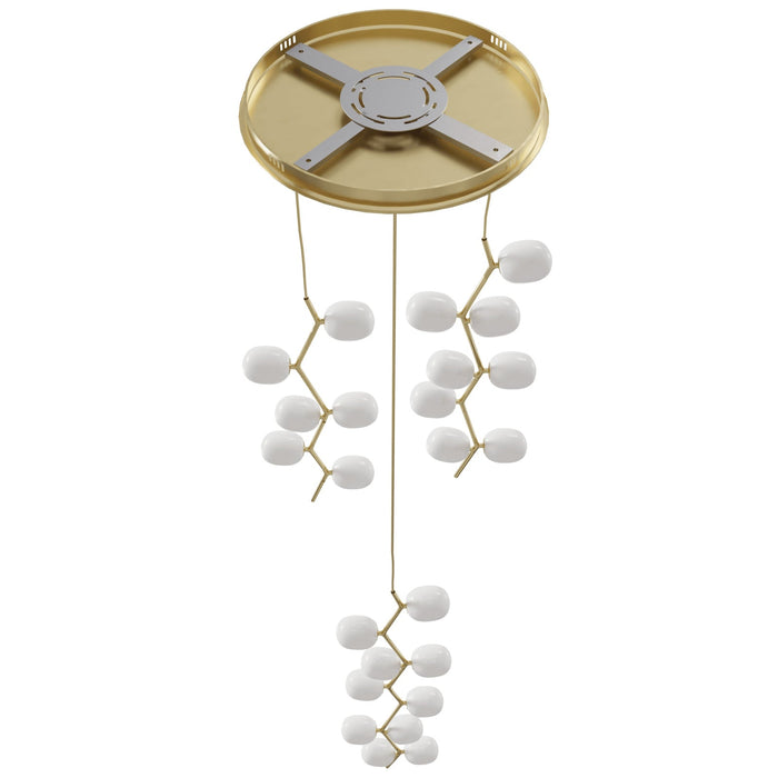 Multi-Light Pendant Avenue Lighting HF4824-WHT Hampton 24-Light 26"W Pendant in Brass/White Glass in Brushed Brass With White Glass Avenue Lighting