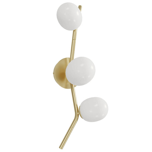 Wall Sconce Avenue Lighting HF4803-WHT Hampton 3-Light 22"H Wall Sconce Brass/White Glass in Brushed Brass Avenue Lighting