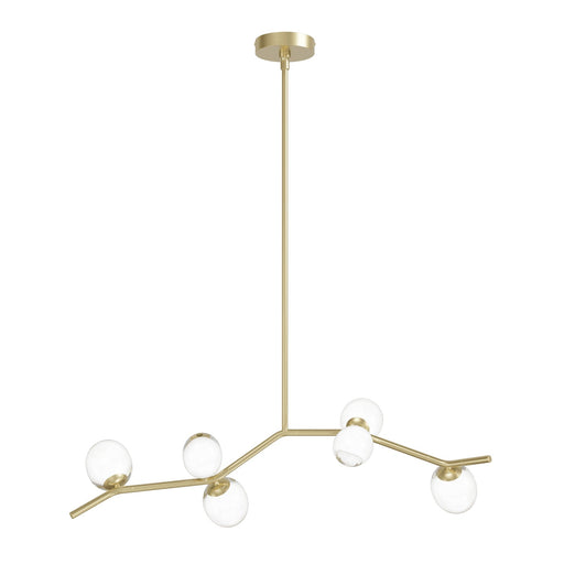 Chandelier Avenue Lighting HF4806-CLR Hampton 6-Light 40"W Chandelier in Brass/Clear Glass in Brushed Brass With Clear Glass Avenue Lighting