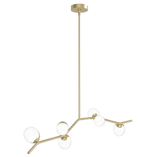 Chandelier Avenue Lighting HF4806-CLR Hampton 6-Light 40"W Chandelier in Brass/Clear Glass in Brushed Brass With Clear Glass Avenue Lighting