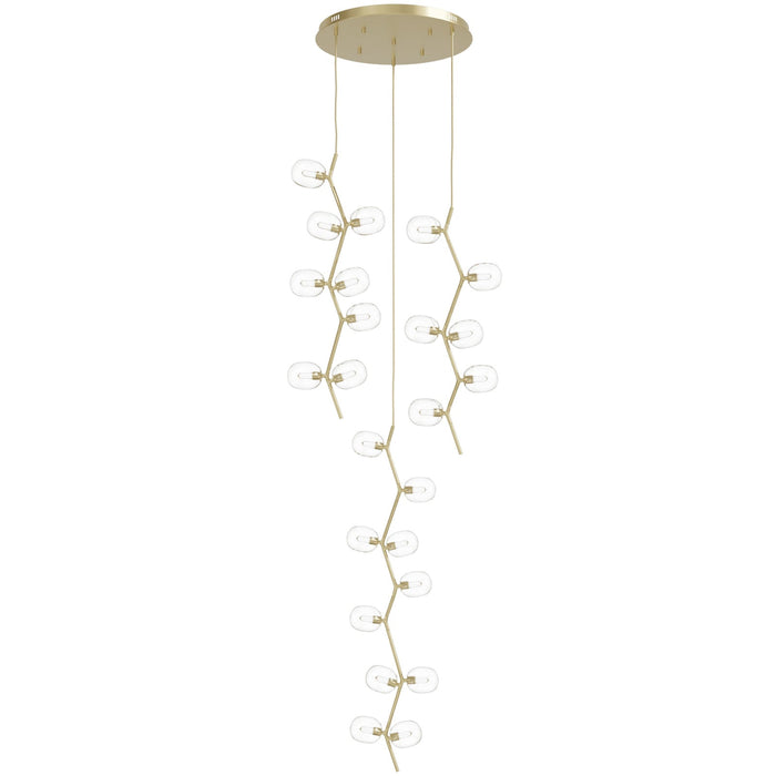 Multi-Light Pendant Avenue Lighting HF4824-CLR Hampton 24-Light 26"W Pendant in Brass/Clear Glass in Brushed Brass With Clear Glass Avenue Lighting