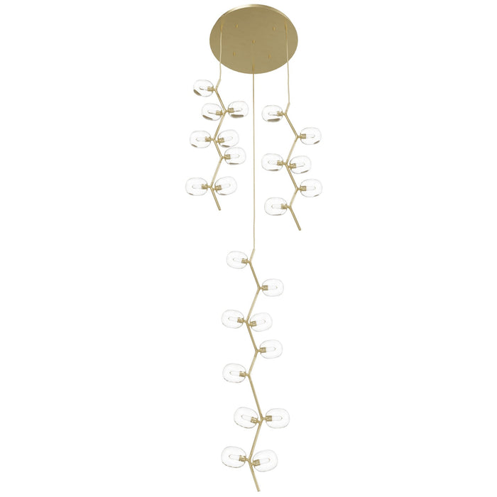 Multi-Light Pendant Avenue Lighting HF4824-CLR Hampton 24-Light 26"W Pendant in Brass/Clear Glass in Brushed Brass With Clear Glass Avenue Lighting