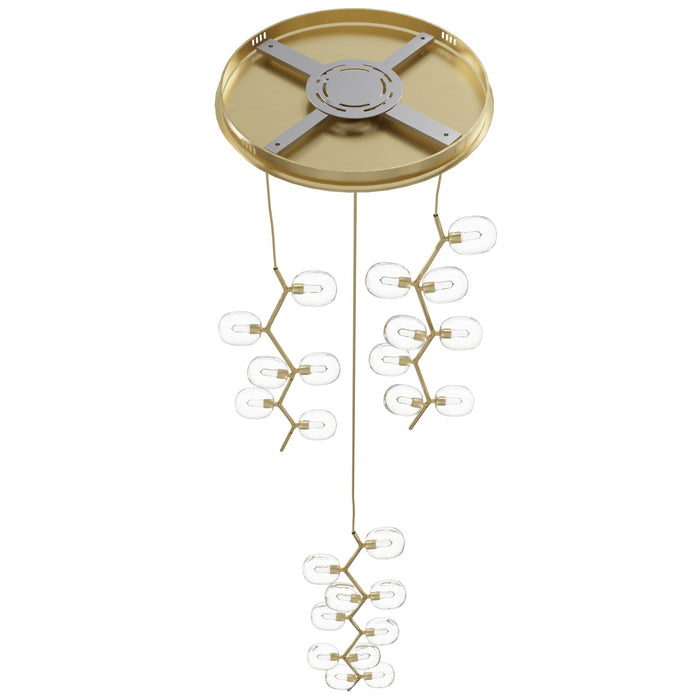 Multi-Light Pendant Avenue Lighting HF4824-CLR Hampton 24-Light 26"W Pendant in Brass/Clear Glass in Brushed Brass With Clear Glass Avenue Lighting
