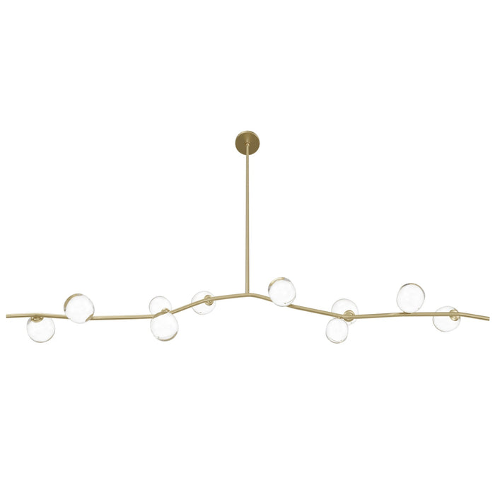 Chandelier Avenue Lighting HF4810-CLR Hampton 10-Light 78"W Chandelier Brass/Clear Glass in Brushed Brass With Clear Glass Avenue Lighting