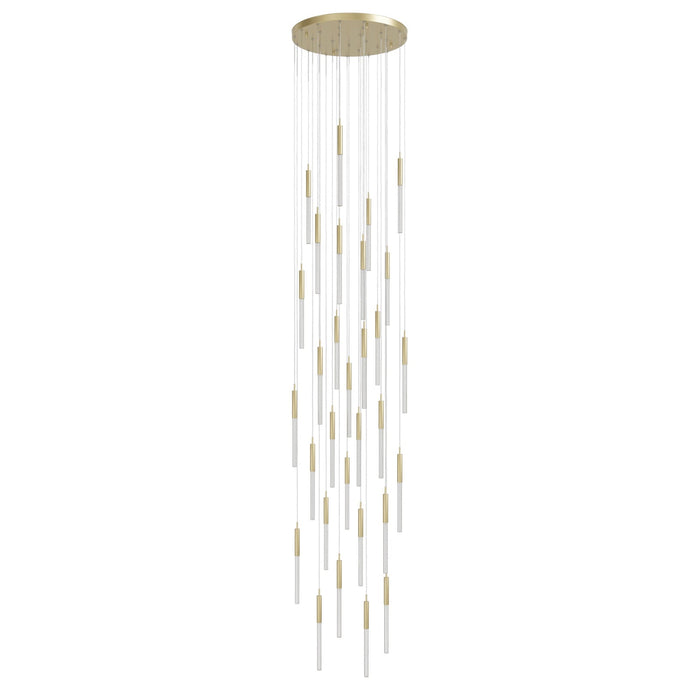 Multi-Light Pendant Avenue Lighting HF2031-BOA-BB Main St. Main Street 31-Light 30"W Pendant in Brushed Brass/Studded Crystals Avenue Lighting