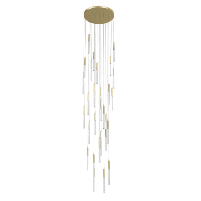 Multi-Light Pendant Avenue Lighting HF2031-BOA-BB Main St. Main Street 31-Light 30"W Pendant in Brushed Brass/Studded Crystals Avenue Lighting