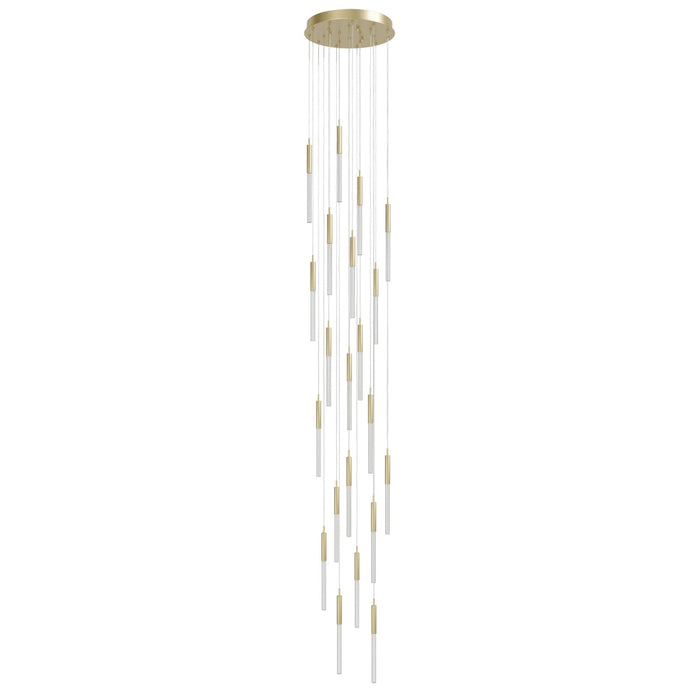 Multi-Light Pendant Avenue Lighting HF2021-BOA-BB Main St. Main Street 21-Light 22"W LED Pendant in Brushed Brass/Studded Crystals Avenue Lighting
