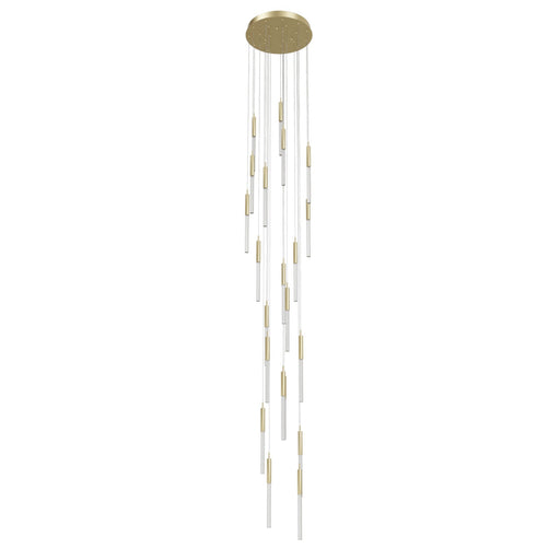 Multi-Light Pendant Avenue Lighting HF2021-BOA-BB Main St. Main Street 21-Light 22"W LED Pendant in Brushed Brass/Studded Crystals Avenue Lighting