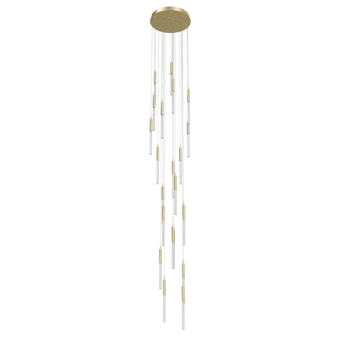 Multi-Light Pendant Avenue Lighting HF2021-BOA-BB Main St. Main Street 21-Light 22"W LED Pendant in Brushed Brass/Studded Crystals Avenue Lighting