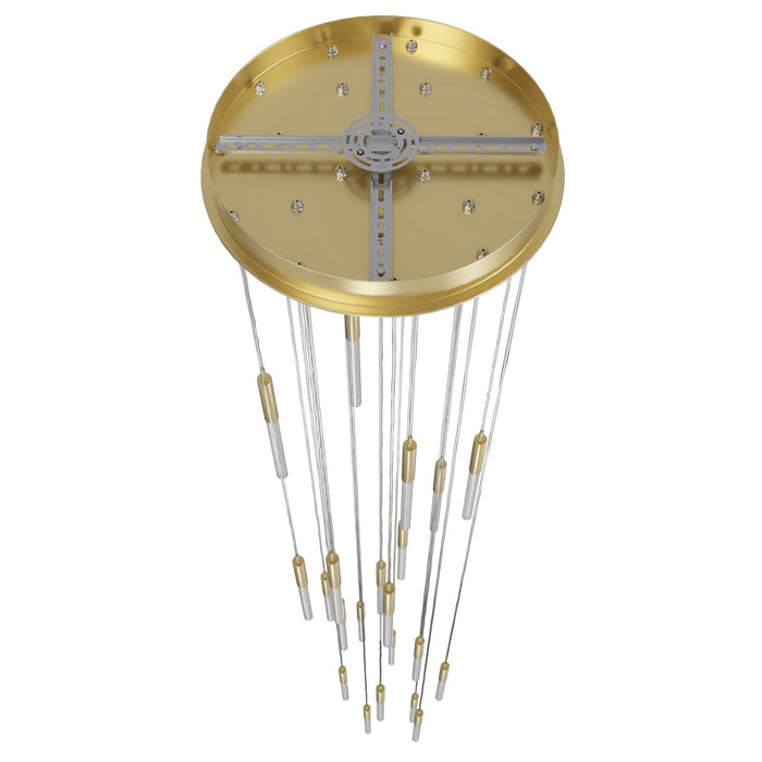 Multi-Light Pendant Avenue Lighting HF2021-BOA-BB Main St. Main Street 21-Light 22"W LED Pendant in Brushed Brass/Studded Crystals Avenue Lighting