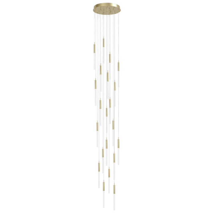 Pendant Light Avenue Lighting HF2021-FR-BB Main St. Main Street 21-Light 22"W Pendant in Brushed Brass/Frosted Crystals Avenue Lighting