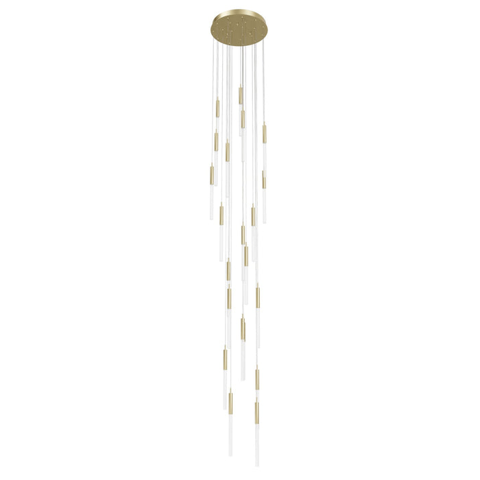 Pendant Light Avenue Lighting HF2021-FR-BB Main St. Main Street 21-Light 22"W Pendant in Brushed Brass/Frosted Crystals Avenue Lighting