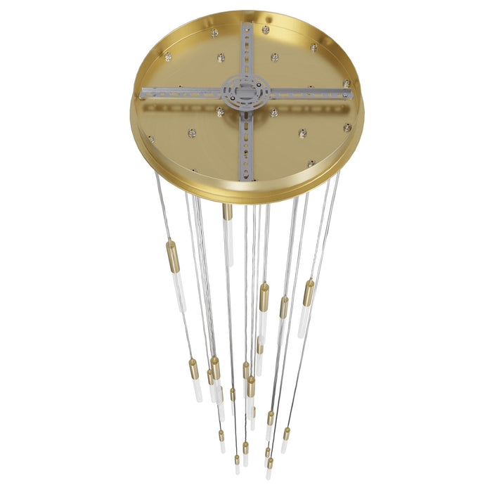 Pendant Light Avenue Lighting HF2021-FR-BB Main St. Main Street 21-Light 22"W Pendant in Brushed Brass/Frosted Crystals Avenue Lighting