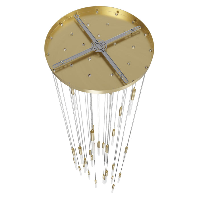 Pendant Light Avenue Lighting HF2031-FR-BB Main St. Main Street 31-Light 30"W Pendant in Brushed Brass/Frosted Crystals Avenue Lighting