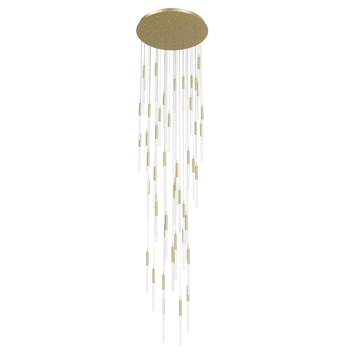 Pendant Light Avenue Lighting HF2051-FR-BB Main St. Main Street 51-Light 37"W LED Pendant in Brushed Brass/Frosted Crystals Avenue Lighting