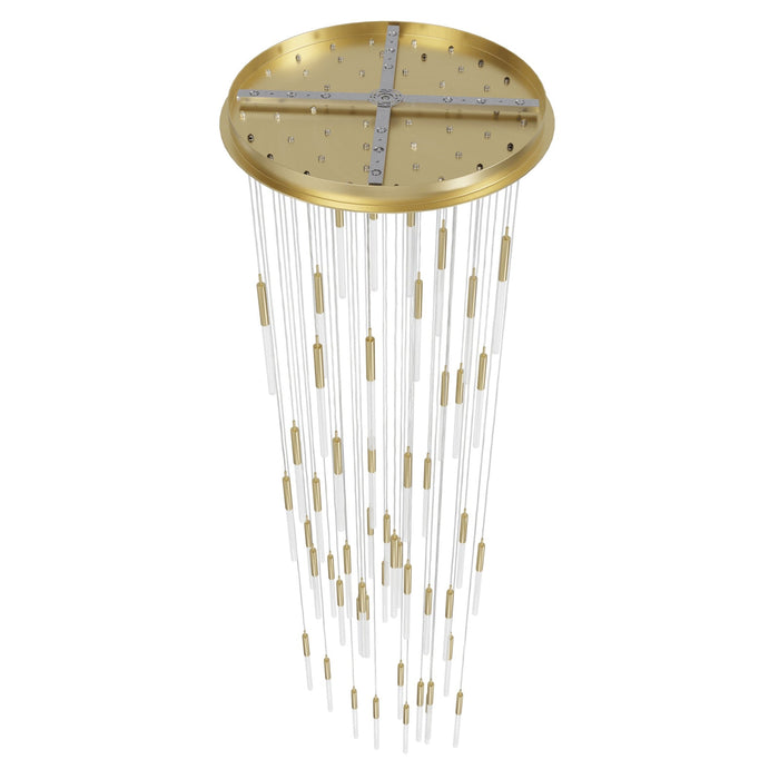 Pendant Light Avenue Lighting HF2051-FR-BB Main St. Main Street 51-Light 37"W LED Pendant in Brushed Brass/Frosted Crystals Avenue Lighting