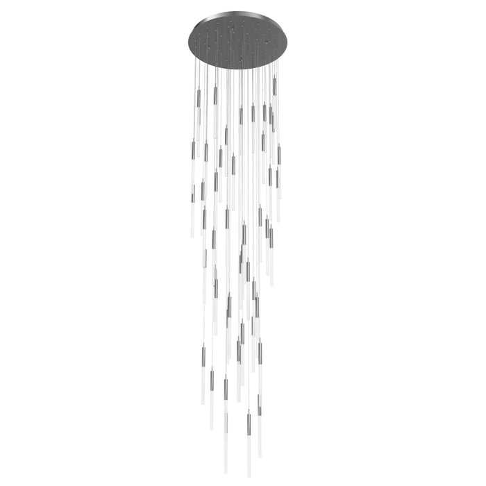 Pendant Light Avenue Lighting HF2051-FR-PN Main St. Main Street 51-Light 37"W LED Pendant in Polished Nickel/Frosted Crystals Avenue Lighting