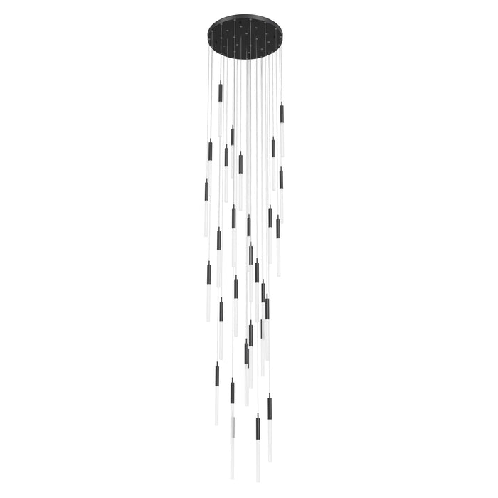 Multi-Light Pendant Avenue Lighting HF2031-FR-BK Main St. Main Street 31-Light 30"W Pendant in Black/Frosted Crystals Avenue Lighting