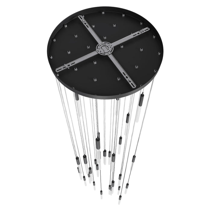 Multi-Light Pendant Avenue Lighting HF2031-FR-BK Main St. Main Street 31-Light 30"W Pendant in Black/Frosted Crystals Avenue Lighting