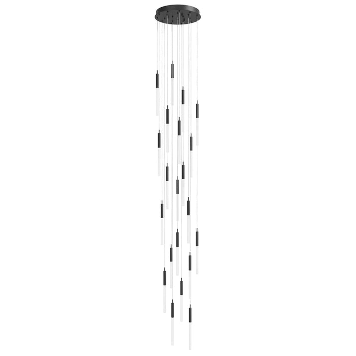 Multi-Light Pendant Avenue Lighting HF2021-FR-BK Main St. Main Street 21-Light 22"W Pendant in Black/Frosted Crystals Avenue Lighting