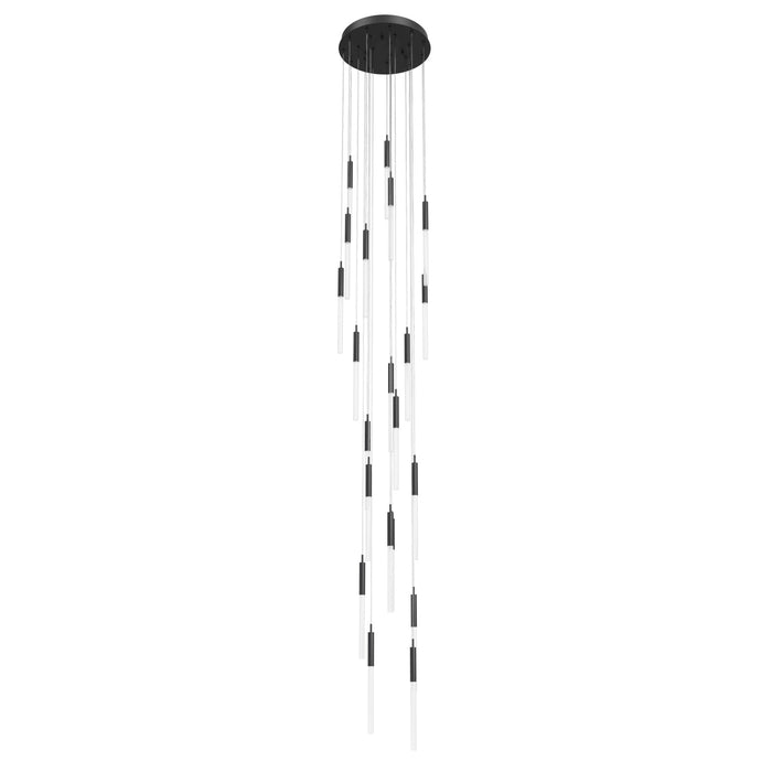 Multi-Light Pendant Avenue Lighting HF2021-FR-BK Main St. Main Street 21-Light 22"W Pendant in Black/Frosted Crystals Avenue Lighting