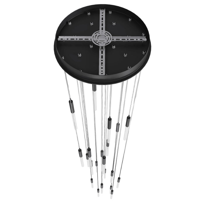 Multi-Light Pendant Avenue Lighting HF2021-FR-BK Main St. Main Street 21-Light 22"W Pendant in Black/Frosted Crystals Avenue Lighting