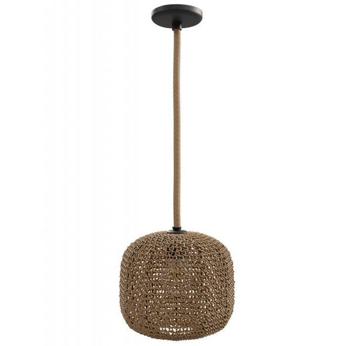 Pendant Light Avenue Lighting HF1004-RP Malibu 11"W Pendant in Black with Natural Hemp Rope Avenue Lighting