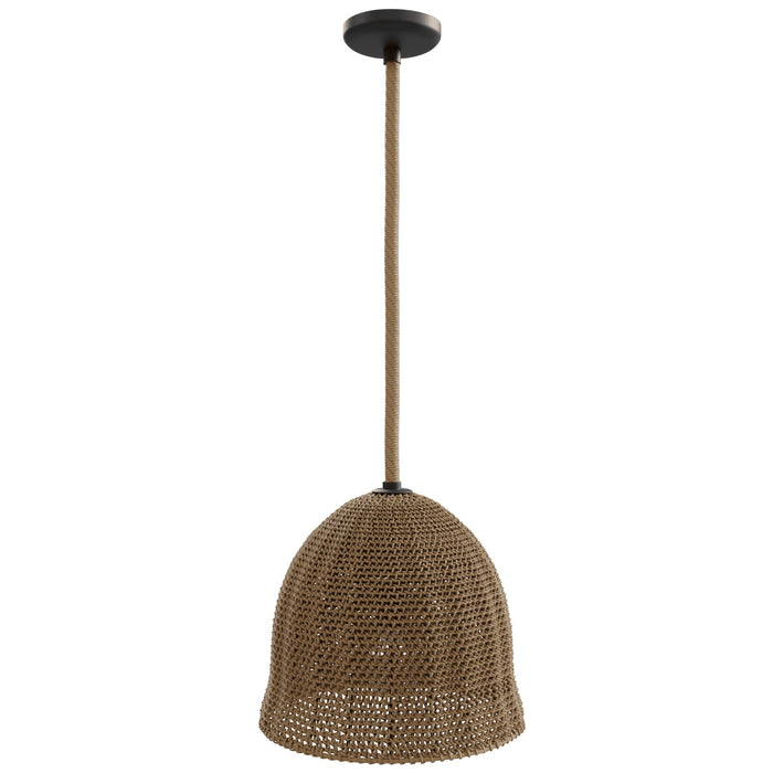 Pendant Light Avenue Lighting HF1006-RP Malibu 16"W Bell-Shape Pendant in Black/Natural Hemp Rope Avenue Lighting