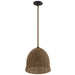 Pendant Light Avenue Lighting HF1006-RP Malibu 16"W Bell-Shape Pendant in Black/Natural Hemp Rope Avenue Lighting