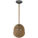Pendant Light Avenue Lighting HF1006-RP Malibu 16"W Bell-Shape Pendant in Black/Natural Hemp Rope Avenue Lighting
