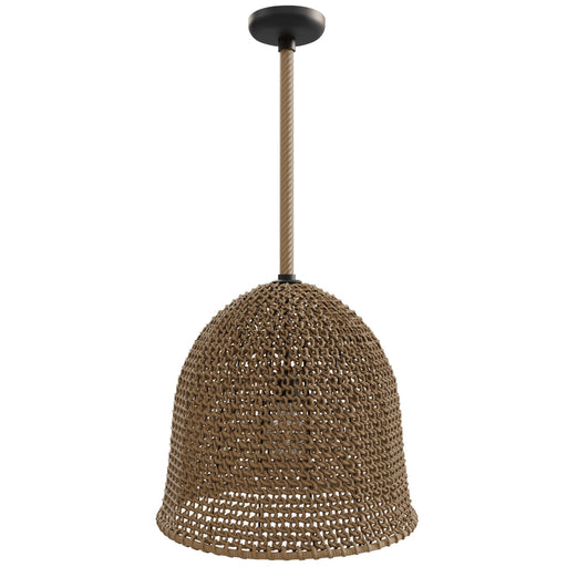 Pendant Light Avenue Lighting HF1007-RP Malibu 20"W Bell-Shape Pendant in Black/Natural Hemp Rope Avenue Lighting