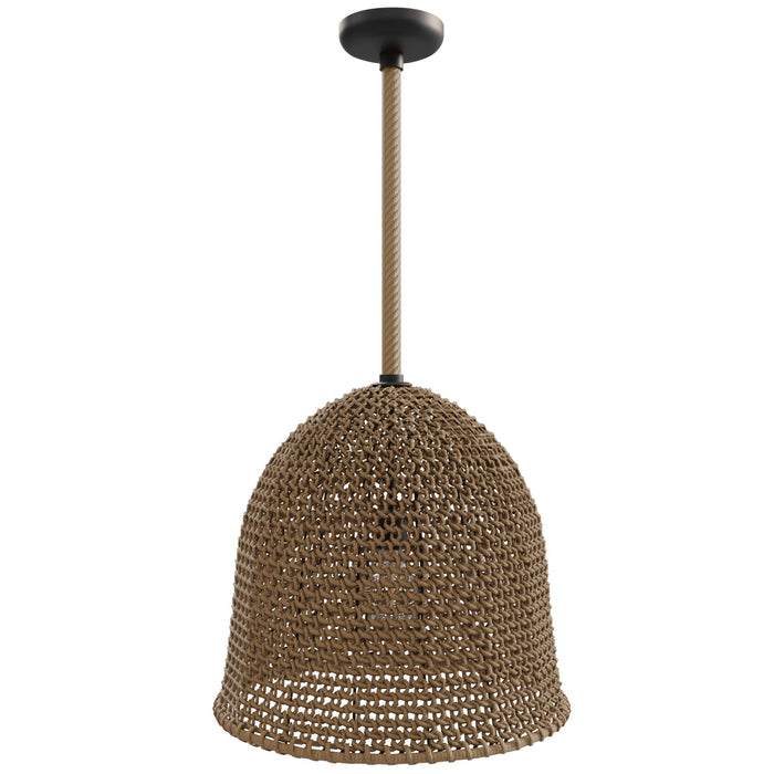 Pendant Light Avenue Lighting HF1007-RP Malibu 20"W Bell-Shape Pendant in Black/Natural Hemp Rope Avenue Lighting