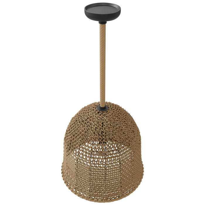 Pendant Light Avenue Lighting HF1007-RP Malibu 20"W Bell-Shape Pendant in Black/Natural Hemp Rope Avenue Lighting