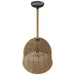 Pendant Light Avenue Lighting HF1007-RP Malibu 20"W Bell-Shape Pendant in Black/Natural Hemp Rope Avenue Lighting
