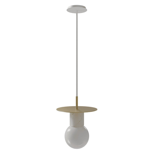 Pendant Light Avenue Lighting HF1951-BB-WHT Newport 8"W White Marble Pendant in Brushed Brass / White Avenue Lighting