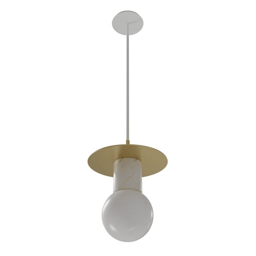 Pendant Light Avenue Lighting HF1951-BB-WHT Newport 8"W White Marble Pendant in Brushed Brass / White Avenue Lighting