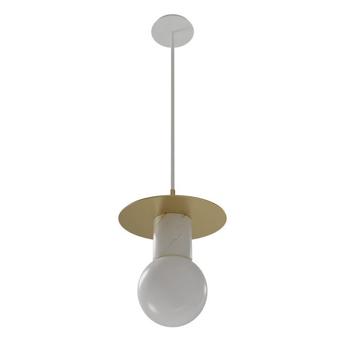 Pendant Light Avenue Lighting HF1951-BB-WHT Newport 8"W White Marble Pendant in Brushed Brass / White Avenue Lighting