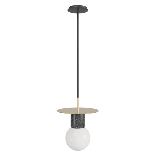 Pendant Light Avenue Lighting HF1951-BB-BK Newport 8"W Black Marble Pendant in Brushed Brass / Black Avenue Lighting