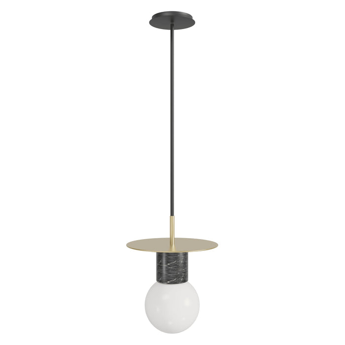 Pendant Light Avenue Lighting HF1951-BB-BK Newport 8"W Black Marble Pendant in Brushed Brass / Black Avenue Lighting
