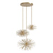 Chandelier Avenue Lighting HF8303-AB Palisades Ave. 40"W 3-Sputnik Pendant in Aged Brass With Champagne Glass Avenue Lighting