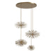 Chandelier Avenue Lighting HF8404-AB Palisades Ave. 34"W 4-Sputnik Pendant in Aged Brass With Champagne Glass Avenue Lighting