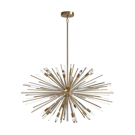 Chandelier Avenue Lighting HF8200-AB Palisades Ave. 60"W Multi-Light Chandelier in Aged Brass With Champagne Glass Avenue Lighting