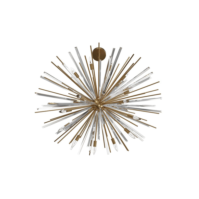 Chandelier Avenue Lighting HF8200-AB Palisades Ave. 60"W Multi-Light Chandelier in Aged Brass With Champagne Glass Avenue Lighting