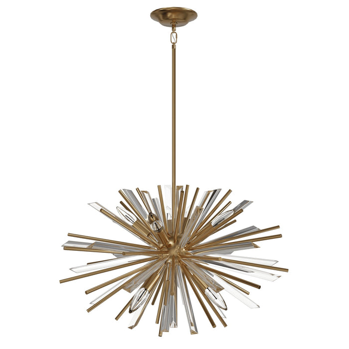 Chandelier Avenue Lighting HF8201-AB Palisades Ave. 24"W Pendant in Aged Brass With Champagne Glass Avenue Lighting