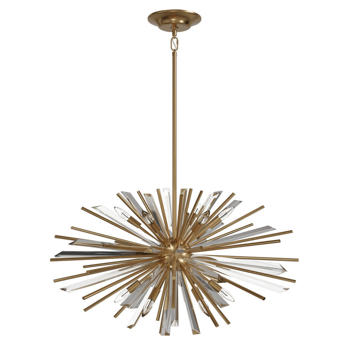 Chandelier Avenue Lighting HF8202-AB Palisades Ave. 32"W Pendant in Aged Brass With Champagne Glass Avenue Lighting