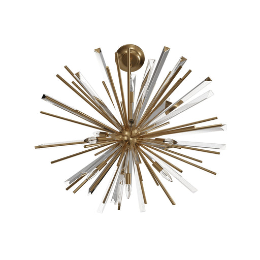 Chandelier Avenue Lighting HF8202-AB Palisades Ave. 32"W Pendant in Aged Brass With Champagne Glass Avenue Lighting