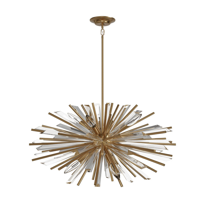 Chandelier Avenue Lighting HF8203-AB Palisades Ave. 39"W Pendant in Aged Brass With Champagne Glass Avenue Lighting