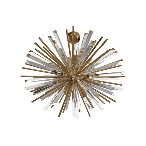 Chandelier Avenue Lighting HF8203-AB Palisades Ave. 39"W Pendant in Aged Brass With Champagne Glass Avenue Lighting