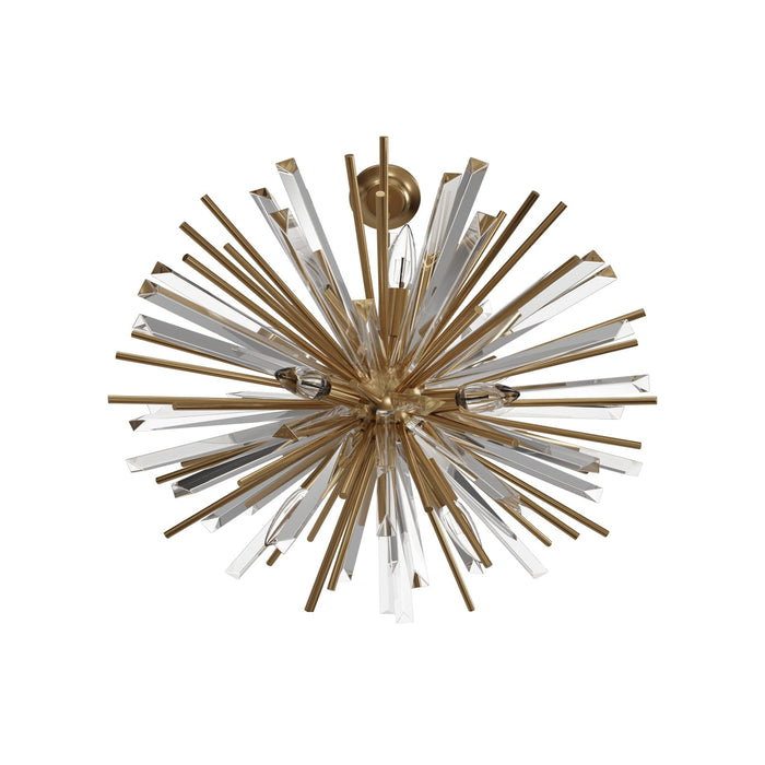 Chandelier Avenue Lighting HF8203-AB Palisades Ave. 39"W Pendant in Aged Brass With Champagne Glass Avenue Lighting