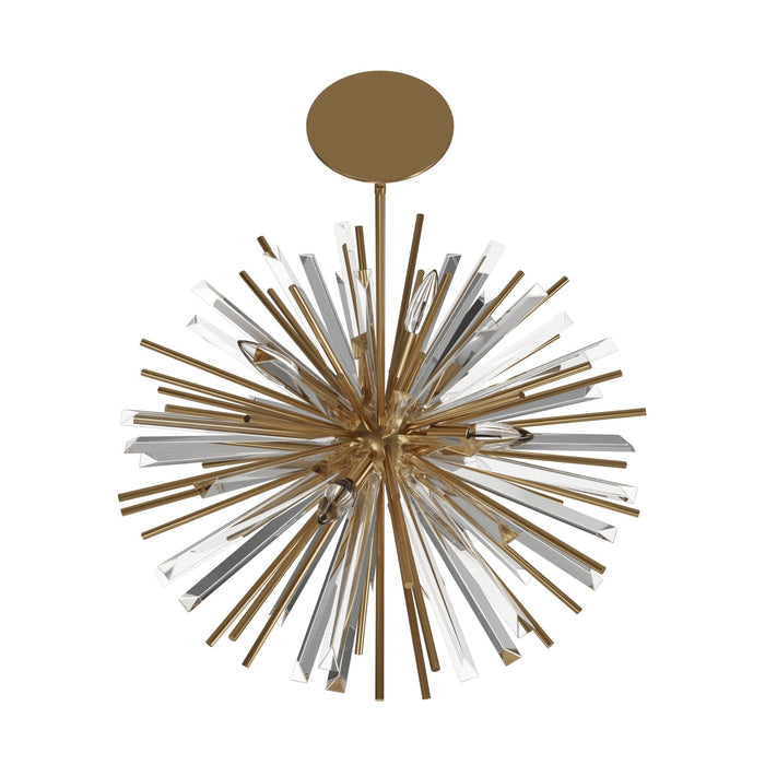 Chandelier Avenue Lighting HF8203-AB Palisades Ave. 39"W Pendant in Aged Brass With Champagne Glass Avenue Lighting